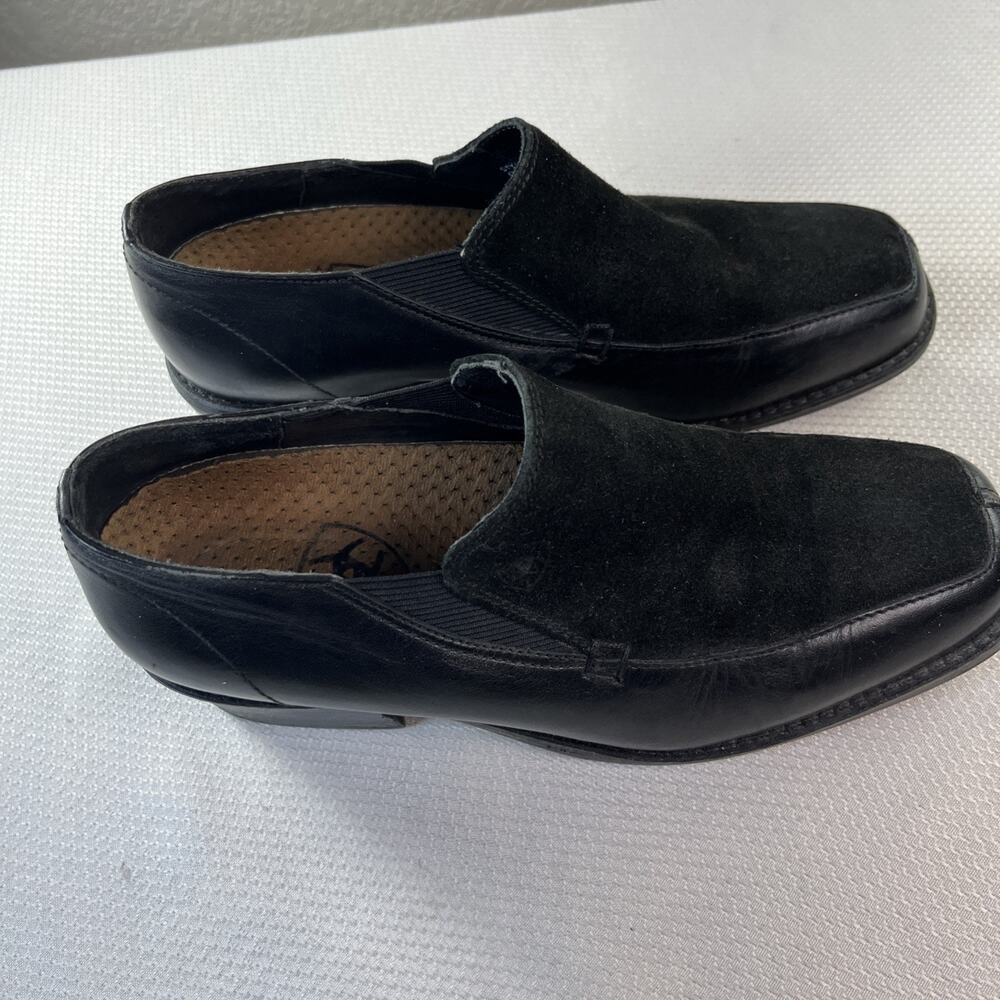 Ariat Shoes Womens 8.5 Loafers Black Leather Round Toe Low Top Slip On Suede - Picture 3 of 13